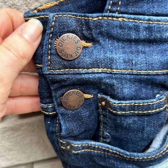 Dickies Distressed Raw Hem Bib Shortalls Sz S - Picture 4 of 15